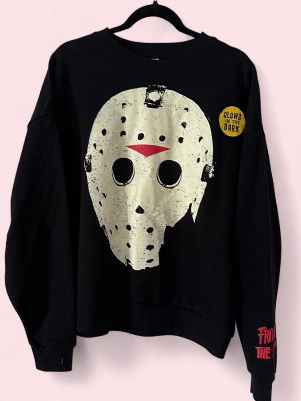Friday The 13th Mask Sweatshirt New M Glow In The Dark